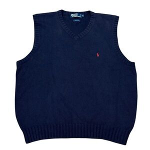 Vintage Polo Ralph Lauren Chunky Knit Heavy Cotton Pony Vest Men’s Sz XL